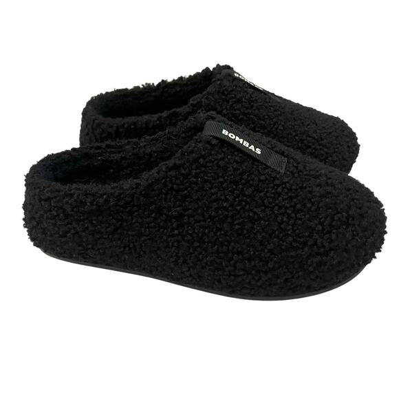 Bombas Womens Sunday Slipper 5M Sherpa Black Slip On Mule Comfort Closed Toe - Picture 1 of 6
